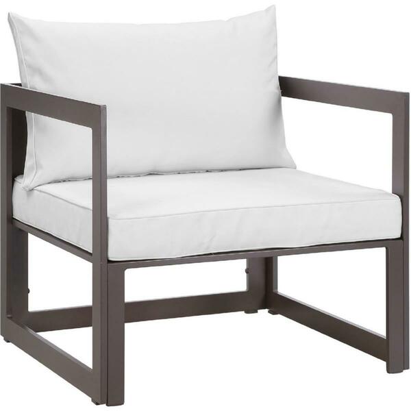 Primewir Fortuna Outdoor Patio Armchair, Brown with White Cushions EEI-1517-BRN-WHI
